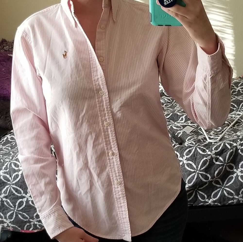 Ralph Lauren Button Down Pink and White stripe